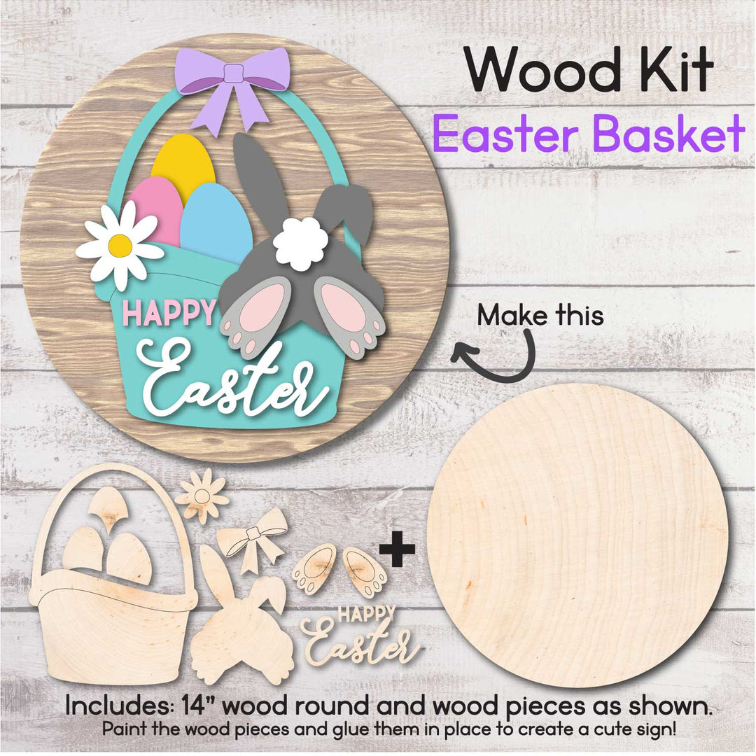 WallCutz  WOOD KIT  / Easter Basket Bunny Wood Kit