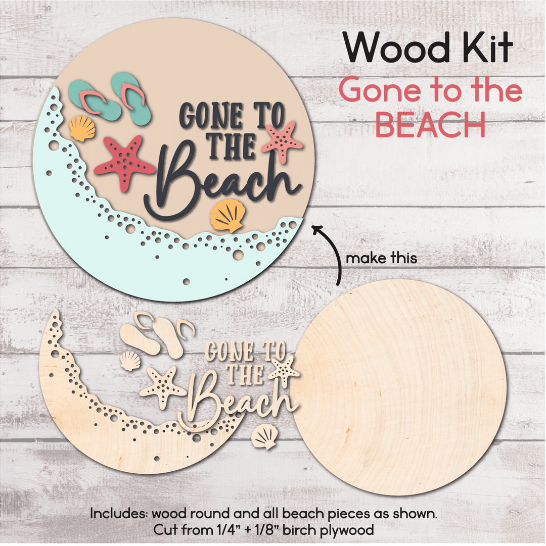 WallCutz  WOOD KIT / Gone to the Beach / Door Hanger Kit Wood Kit