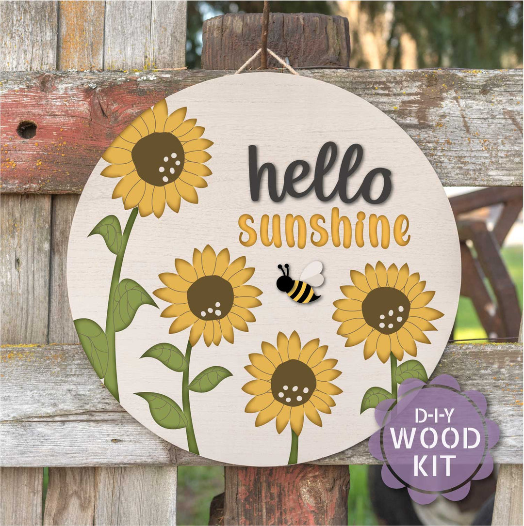 WallCutz  WOOD KIT / Hello Sunshine Sunflower / Door Hanger Kit Wood Kit