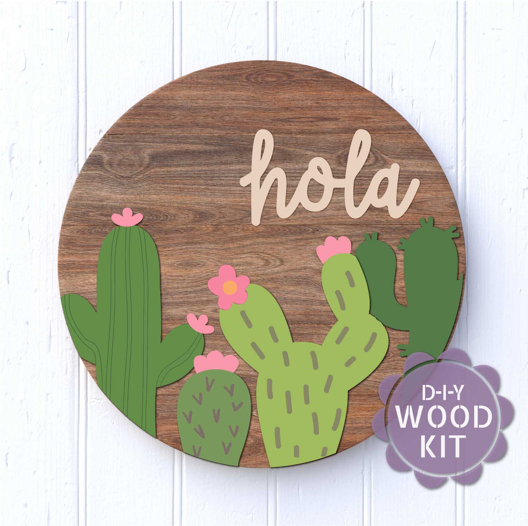 WallCutz  WOOD KIT / Hola Cactus Garden / Door Hanger Kit Wood Kit