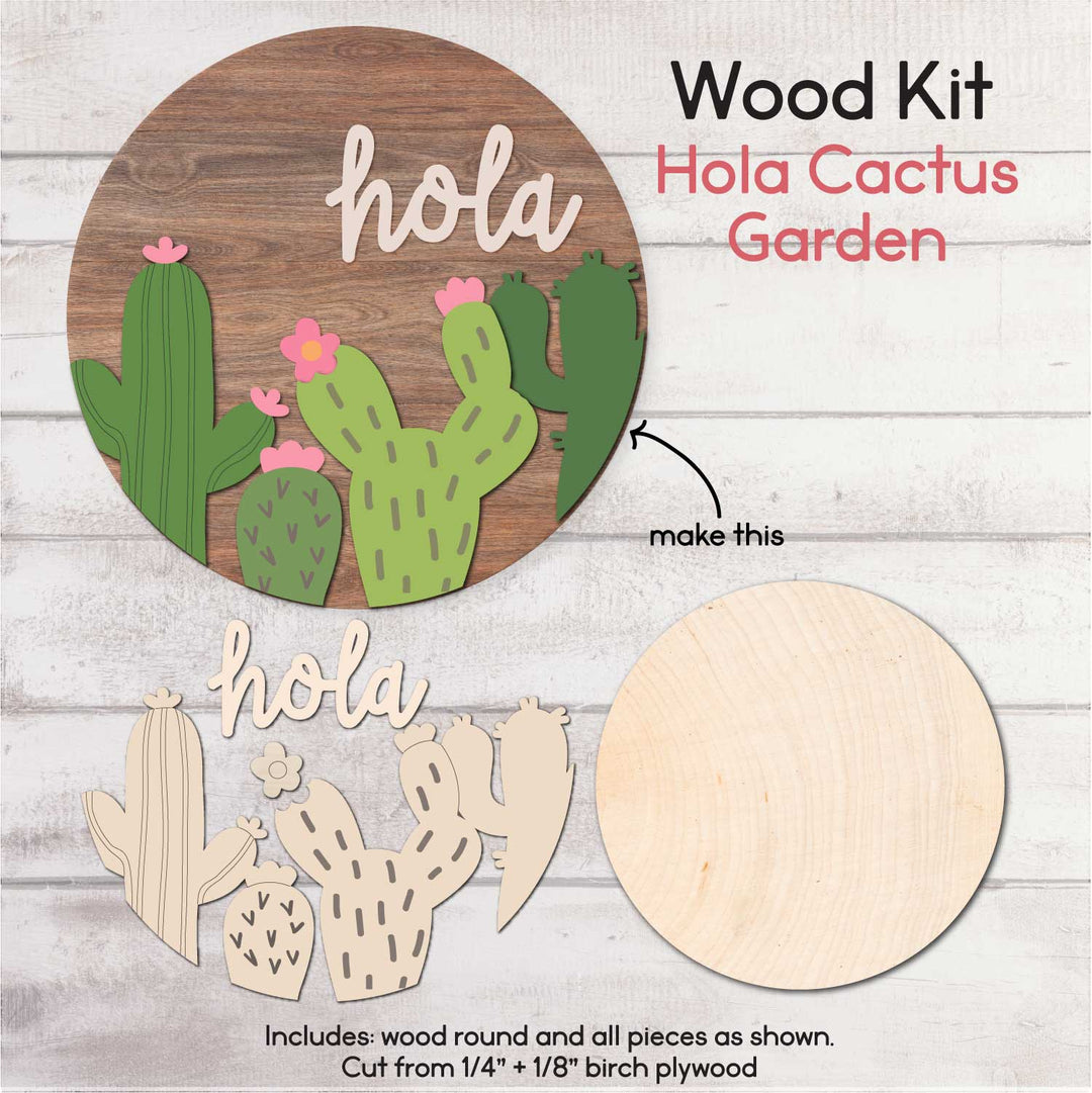 WallCutz  WOOD KIT / Hola Cactus Garden / Door Hanger Kit Wood Kit