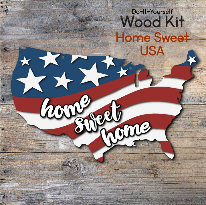 WallCutz  WOOD KIT / Home Sweet Home USA Flag Wood Kit