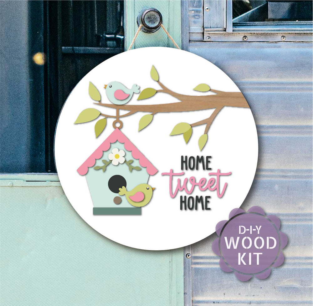 WallCutz  WOOD KIT / Home Tweet Home Birdhouse on Branch Wood Kit