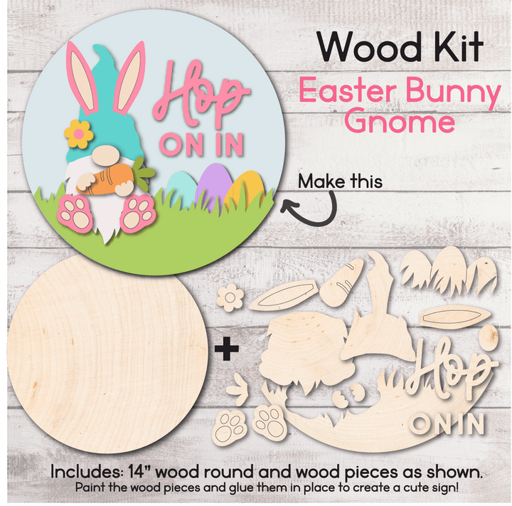 WallCutz  WOOD KIT  / Hop In Easter Gnome Wood Kit