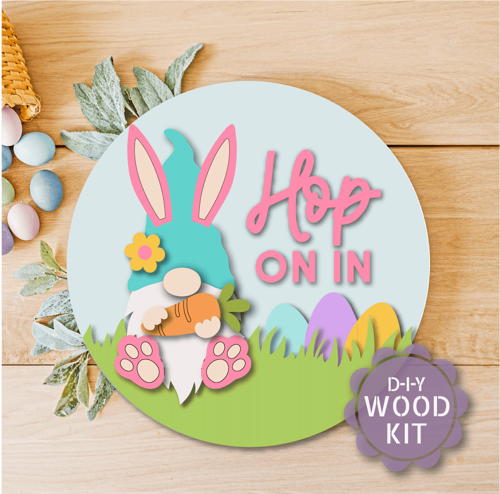 WallCutz  WOOD KIT  / Hop In Easter Gnome Wood Kit