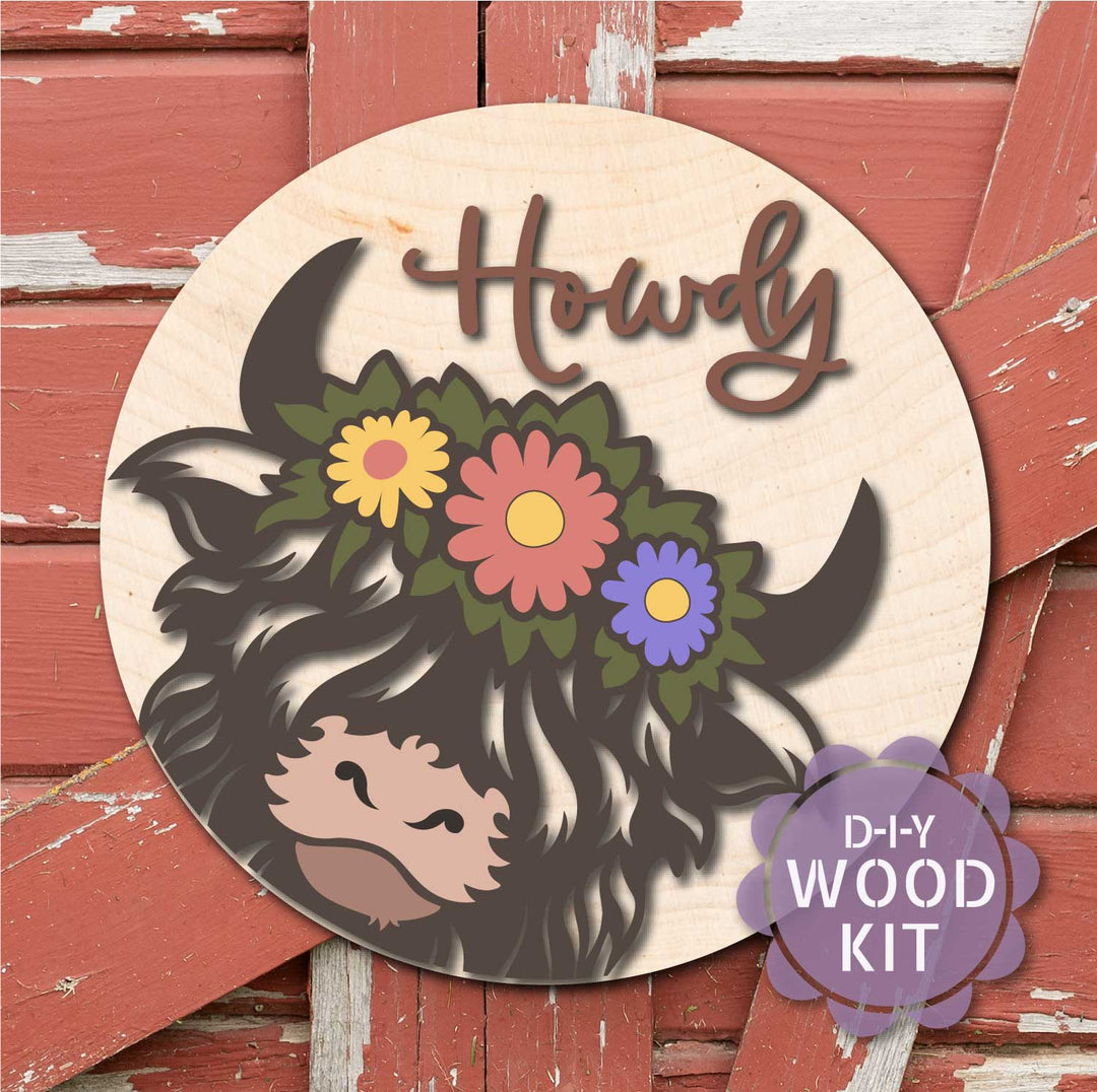 WallCutz  WOOD KIT  / Howdy Highland Cow Wood Kit