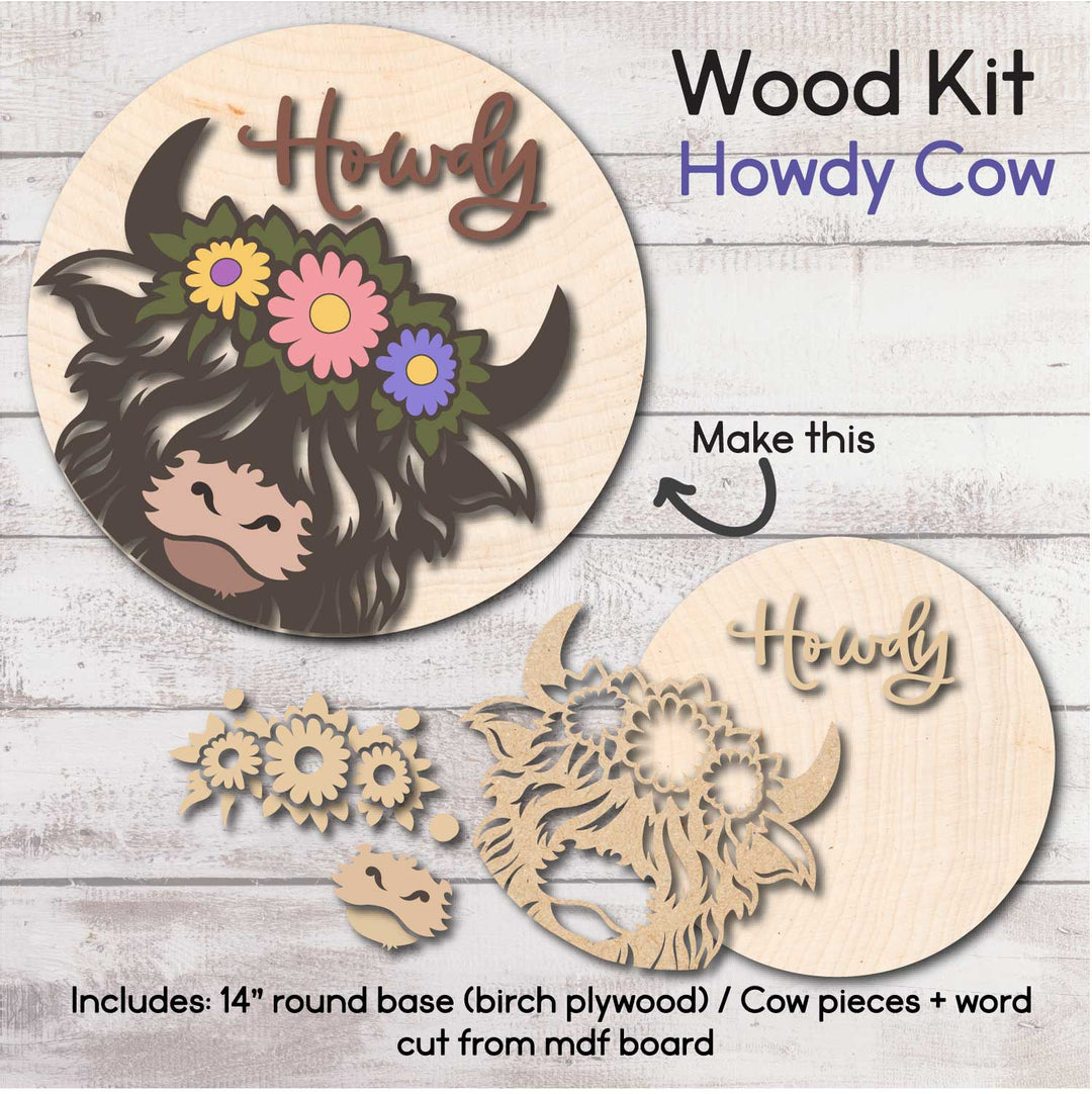 WallCutz  WOOD KIT  / Howdy Highland Cow Wood Kit