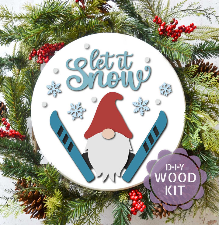 WallCutz  WOOD KIT / Let It Snow Ski Gnome Wood Kit