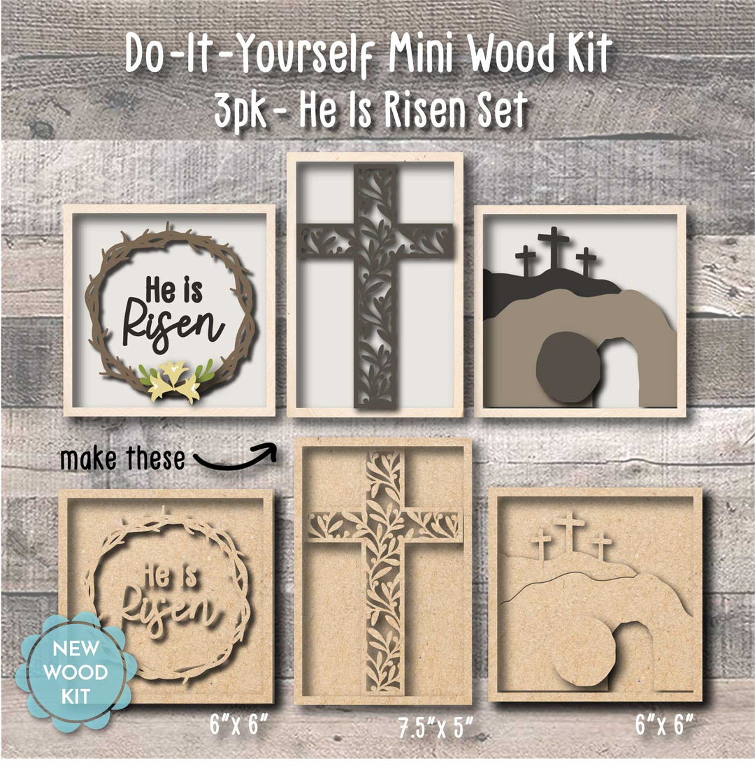 WallCutz  WOOD KIT MINI / He Is Risen / Easter Mini Kit Wood Kit