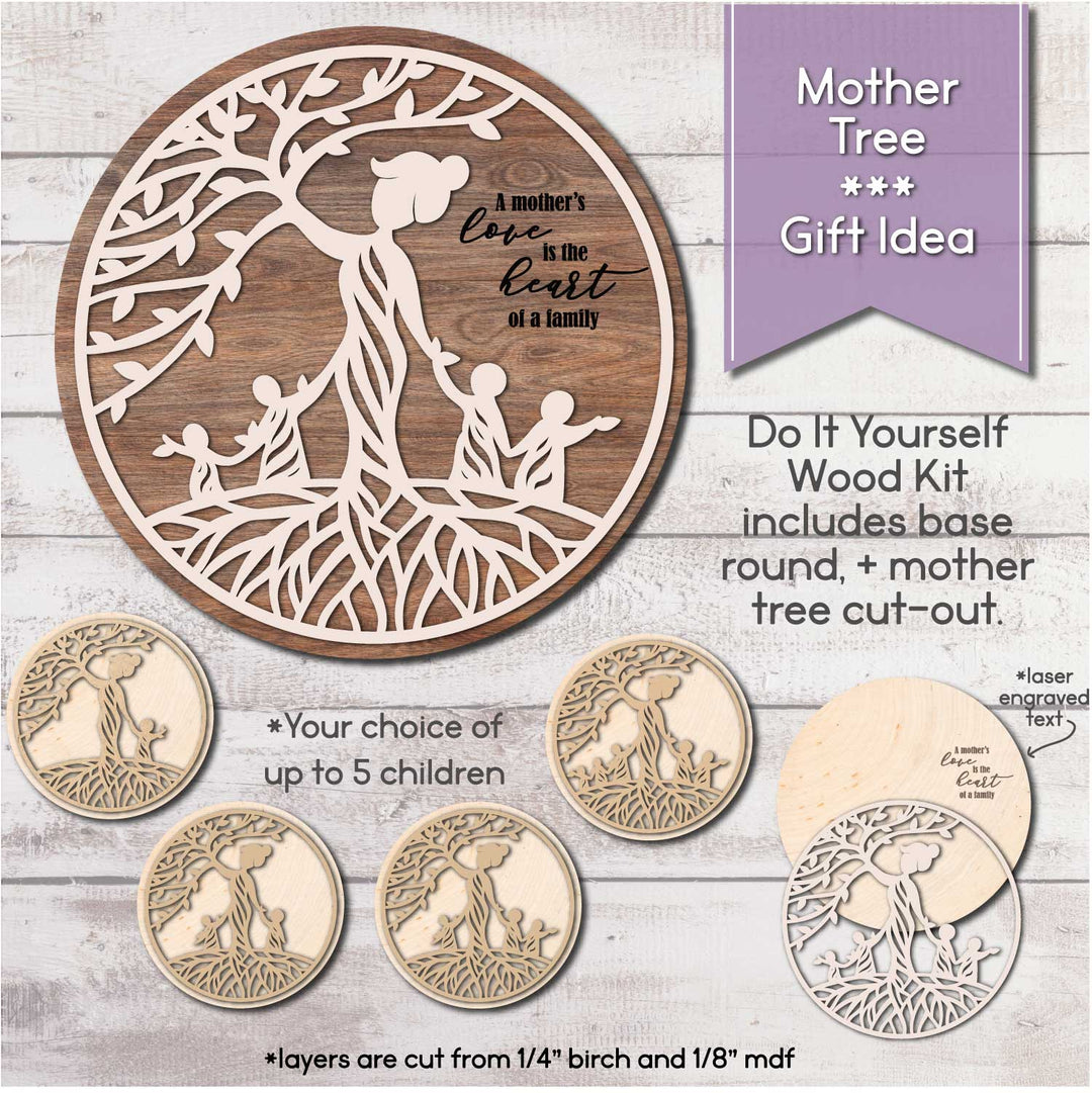 WallCutz  WOOD KIT / Mother Tree with Children Wood Kit