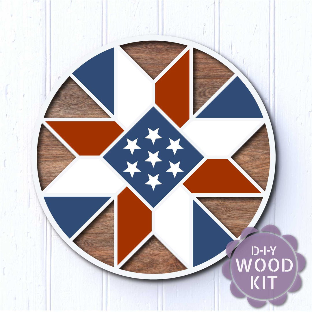 WallCutz  WOOD KIT / Patriotic Barn Quilt / Door Hanger Kit Wood Kit