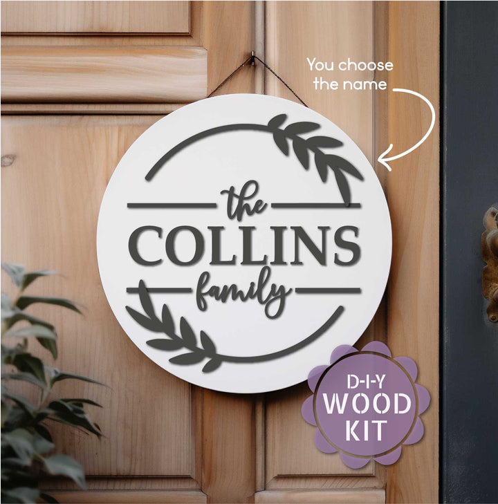 WallCutz  WOOD KIT- Personalized / Family Name Door Hanger Wood Kit