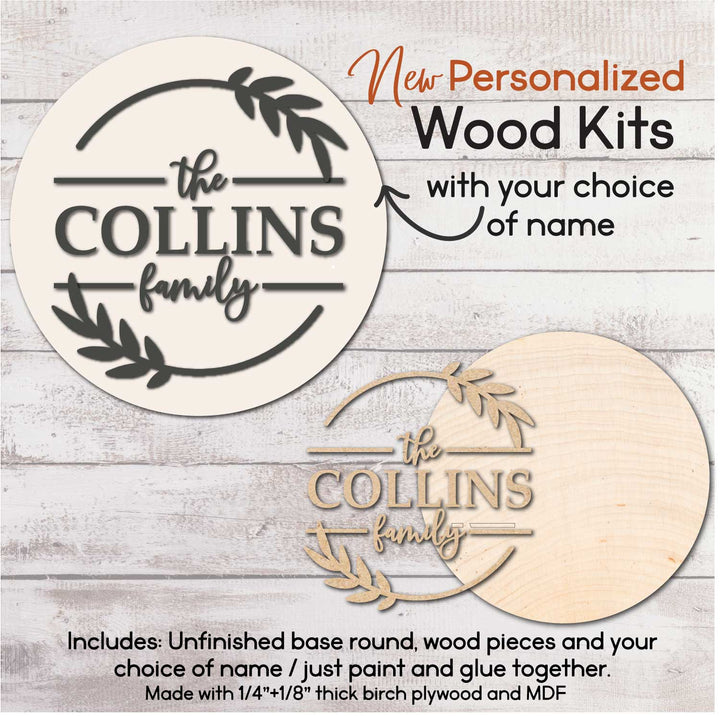 WallCutz  WOOD KIT- Personalized / Family Name Door Hanger Wood Kit