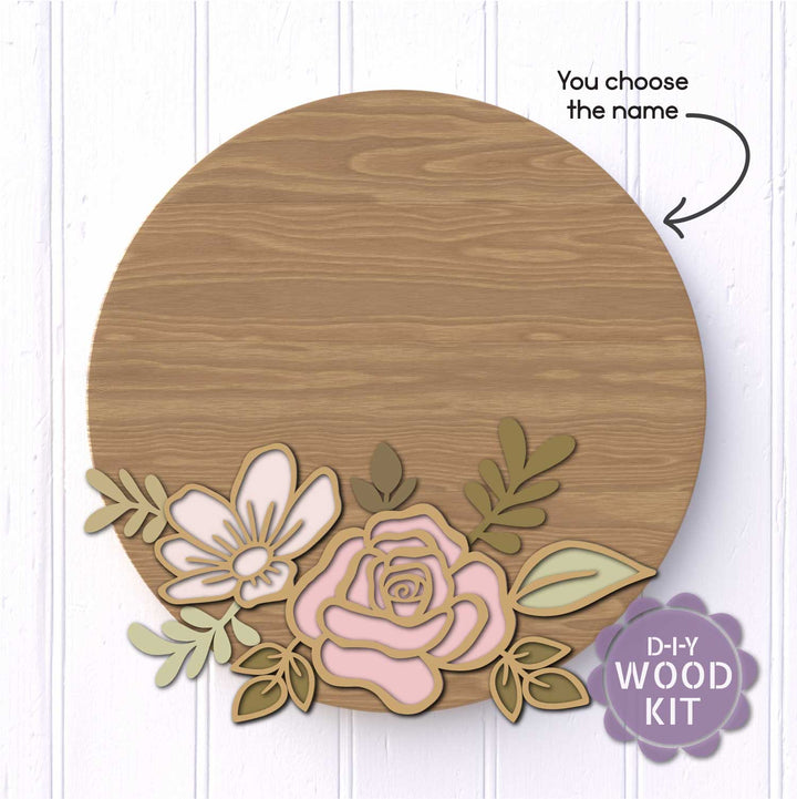 WallCutz  WOOD KIT- Personalized / Floral with Name Wood Kit