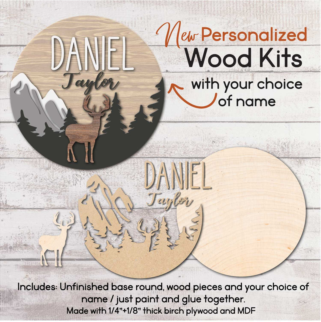 WallCutz  WOOD KIT- Personalized / Mountain Deer with Name Wood Kit