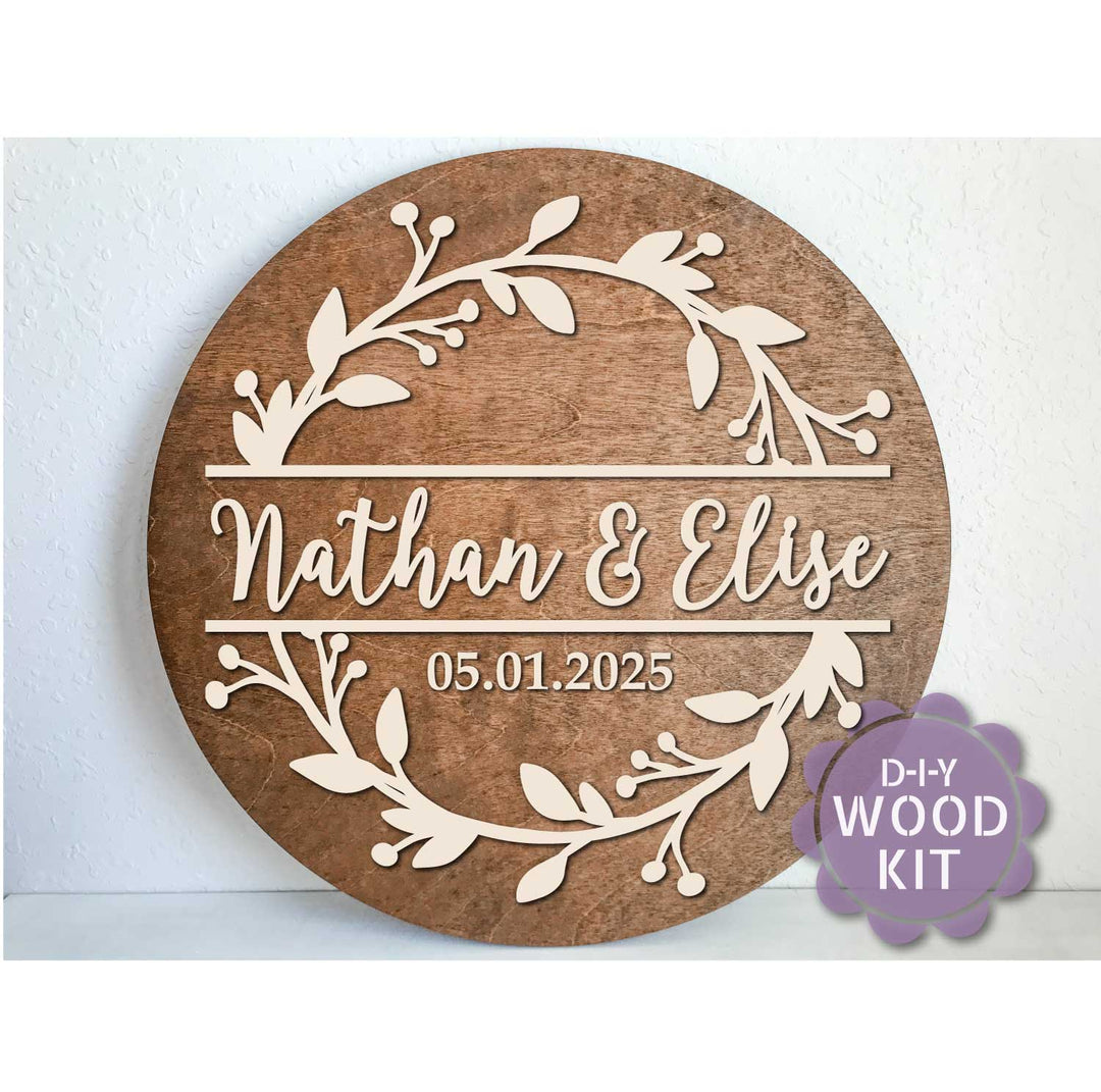 WallCutz  WOOD KIT- Personalized Wedding Wreath / DIY Kit Wood Kit