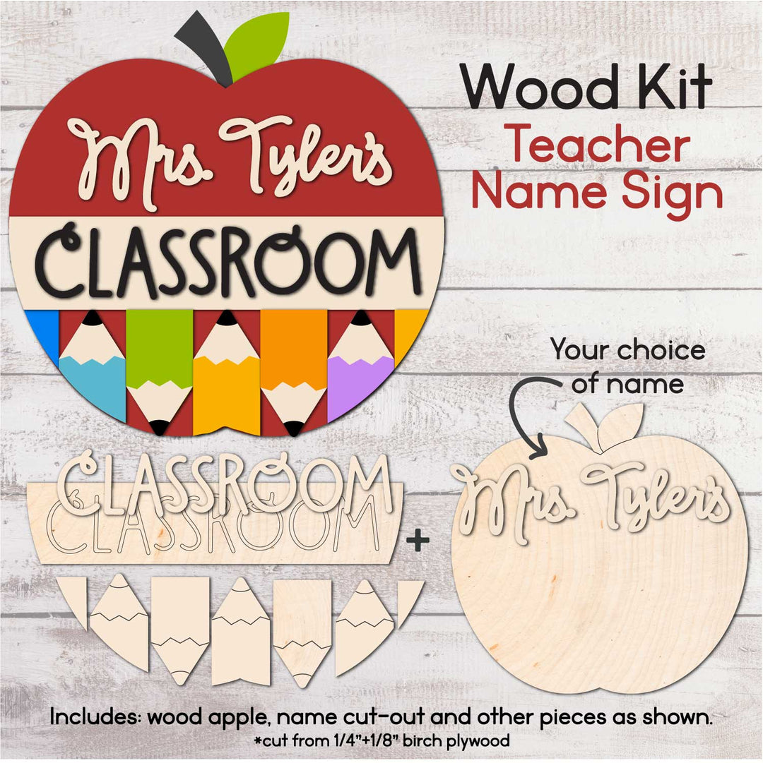 WallCutz  WOOD KIT /Teacher Name Door Sign Kit Wood Kit