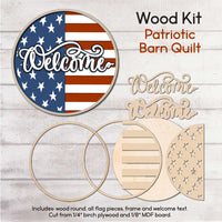 WallCutz  WOOD KIT / Welcome Flag USA / Door Hanger Kit Wood Kit