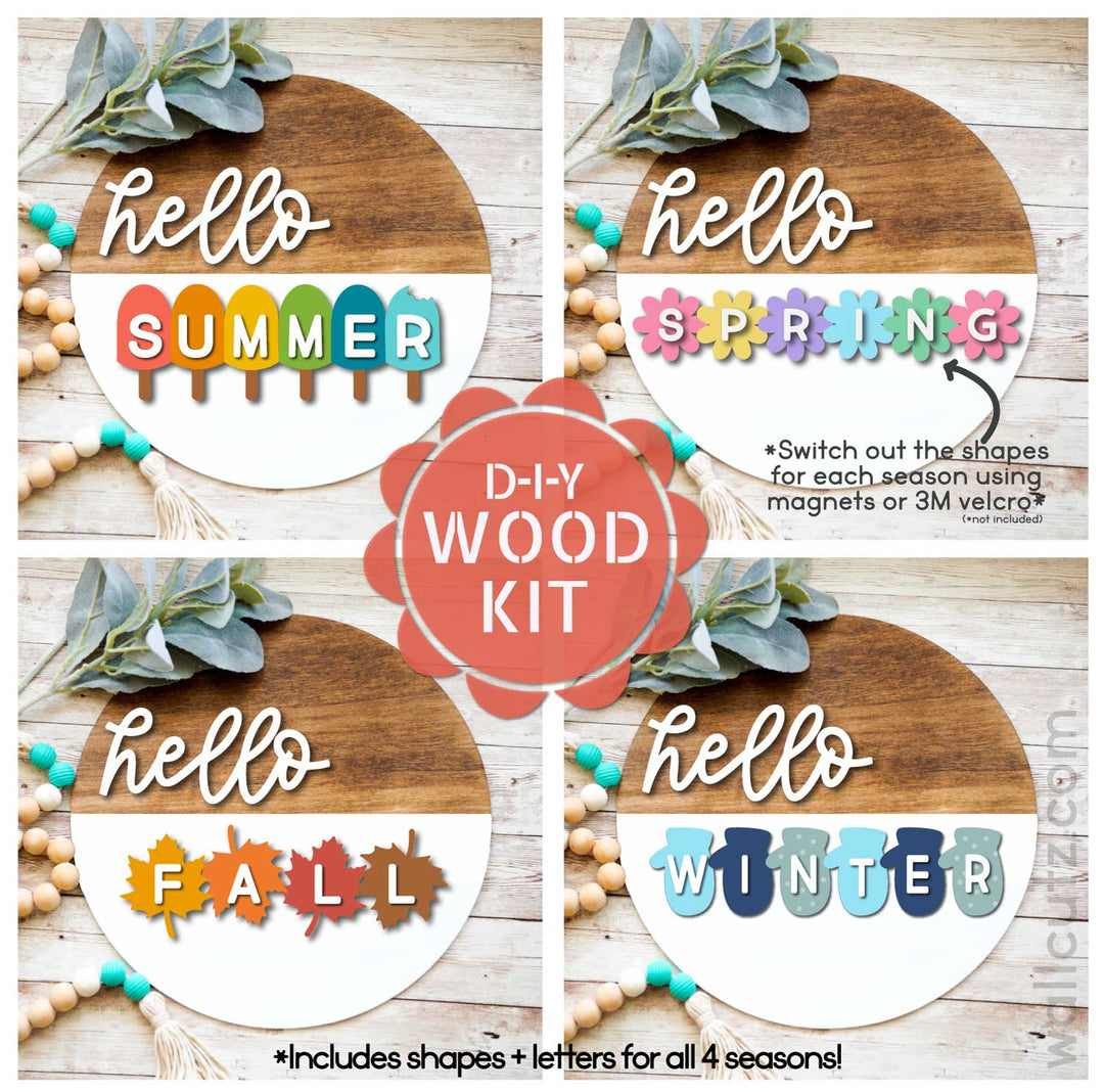 WallCutz  WOOD KIT / Hello 4 Seasons / Interchangeable Strips Wood Kit