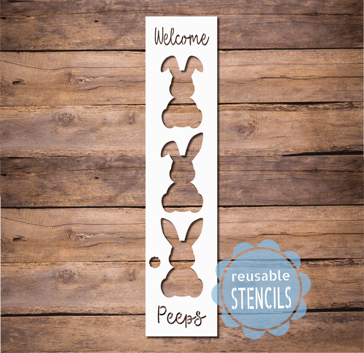 WallCutz  Welcome Peeps Bunny Stack / Reusable Stencil Stencil