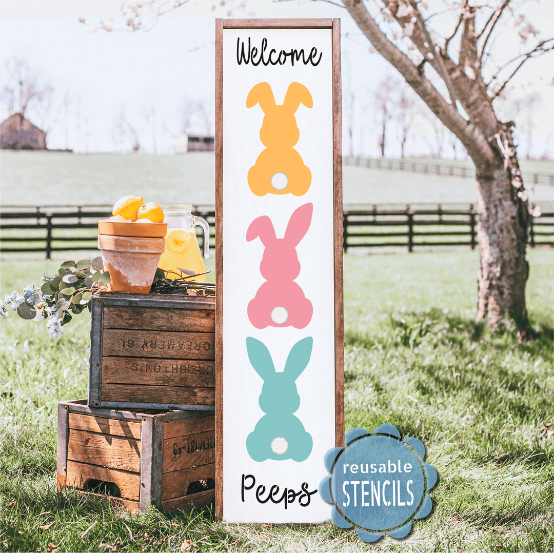 WallCutz  Welcome Peeps Bunny Stack / Reusable Stencil Stencil