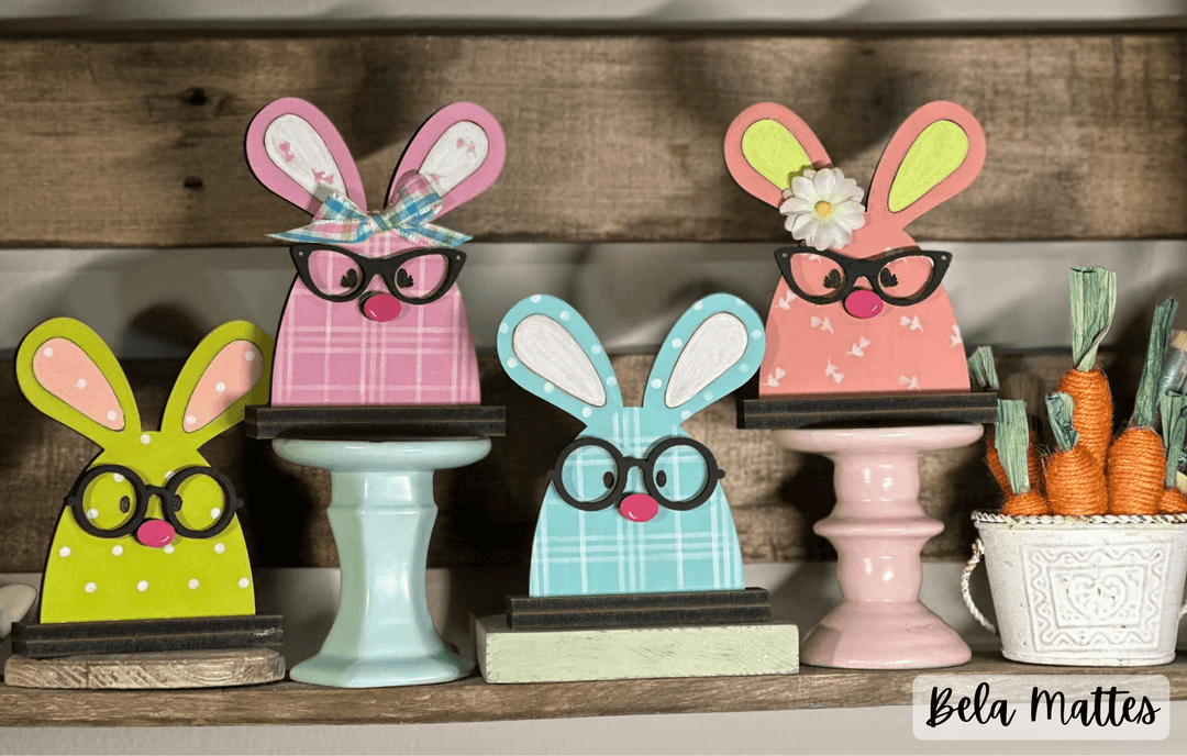 WallCutz  Wood Kit Bunny Couple with stencil pack / Set of 4 Wood Kit