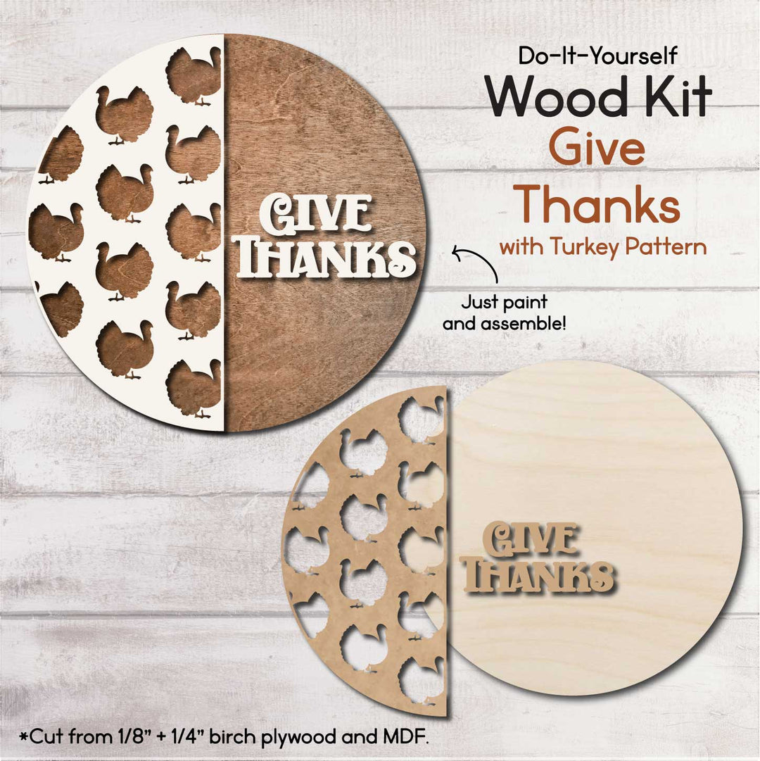 WallCutz  WOOD KIT / Give Thanks Door Hanger Wood Kit