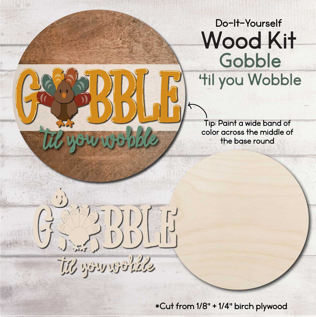 WallCutz  WOOD KIT / Gobble til you Wobble Turkey Wood Kit