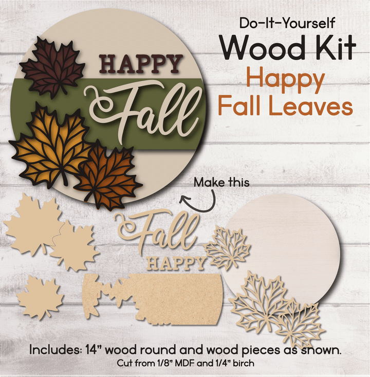 WallCutz  WOOD KIT / Happy Fall Leaves Wood Kit