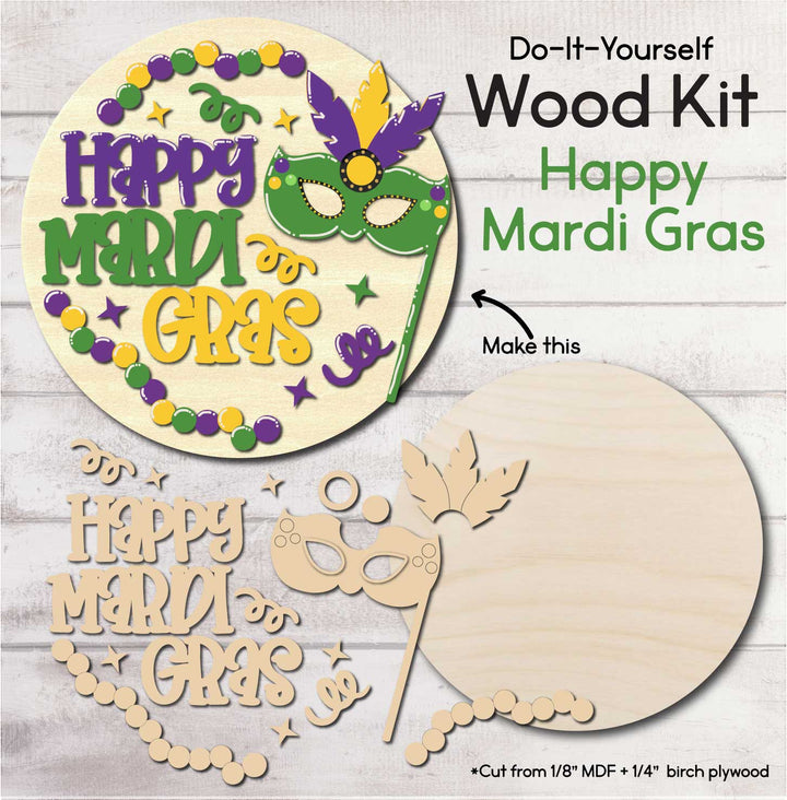 WallCutz  WOOD KIT  / Happy Mardi Gras Wood Kit