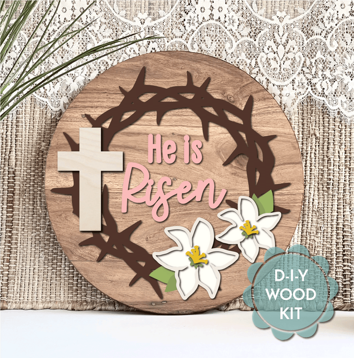 WallCutz  WOOD KIT  / He Is Risen Easter Door Hanger Kit Wood Kit