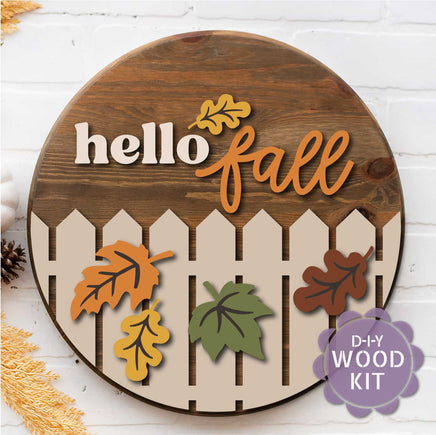 WallCutz  WOOD KIT / Hello Fall Picket Fence Wood Kit