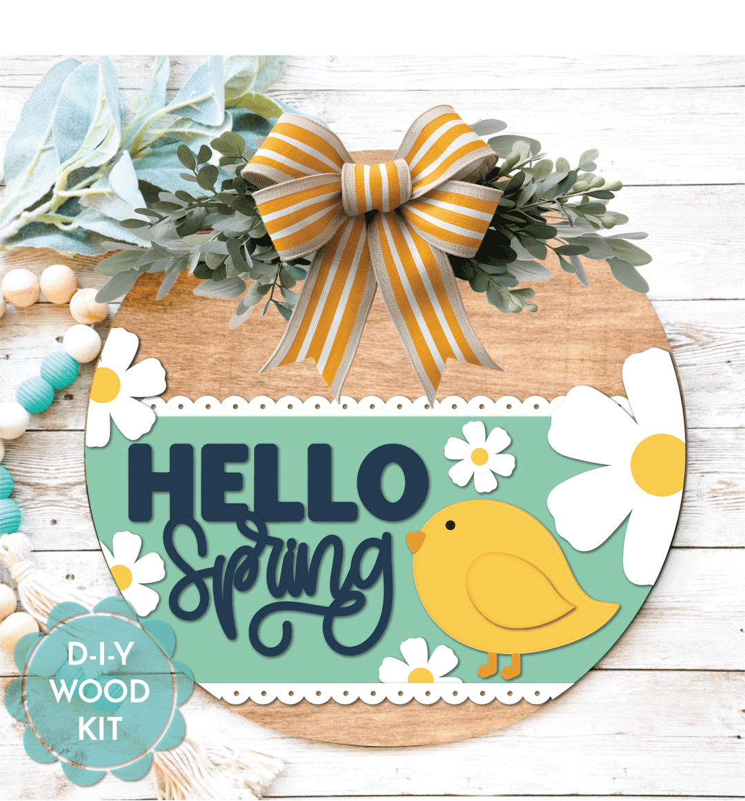 WallCutz  WOOD KIT  / Hello Spring Chick with Daisies Wood Kit