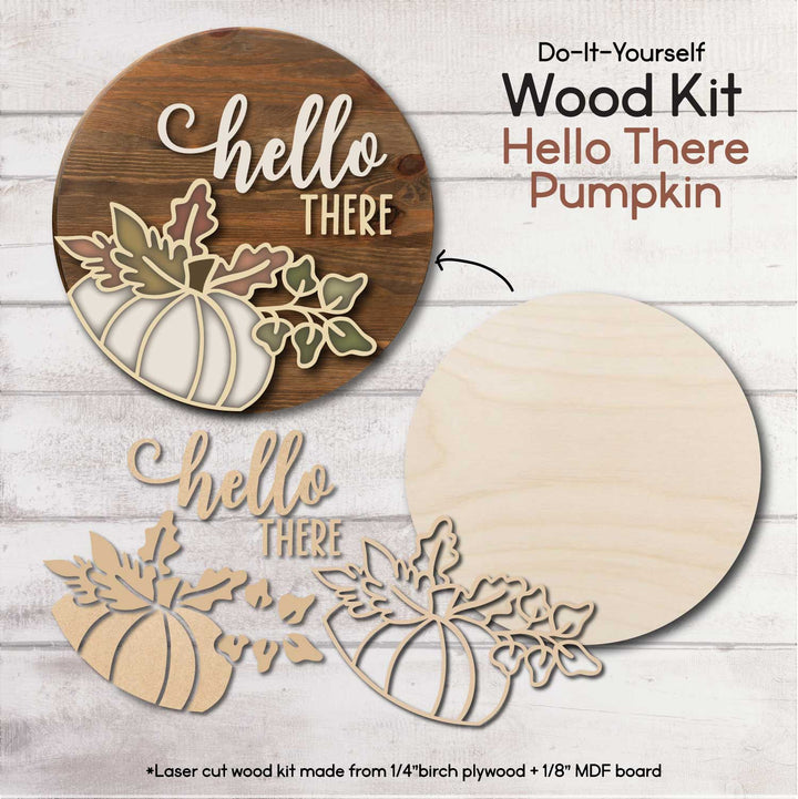 WallCutz  WOOD KIT / Hello There Pumpkin Wood Kit