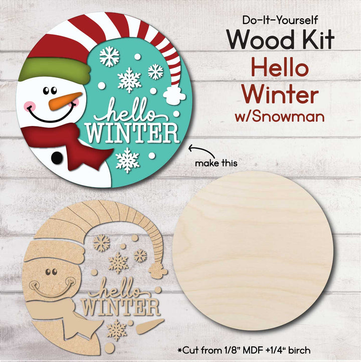 WallCutz  WOOD KIT / Hello Winter Snowman Wood Kit