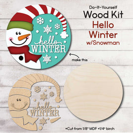 WallCutz  WOOD KIT / Hello Winter Snowman Wood Kit