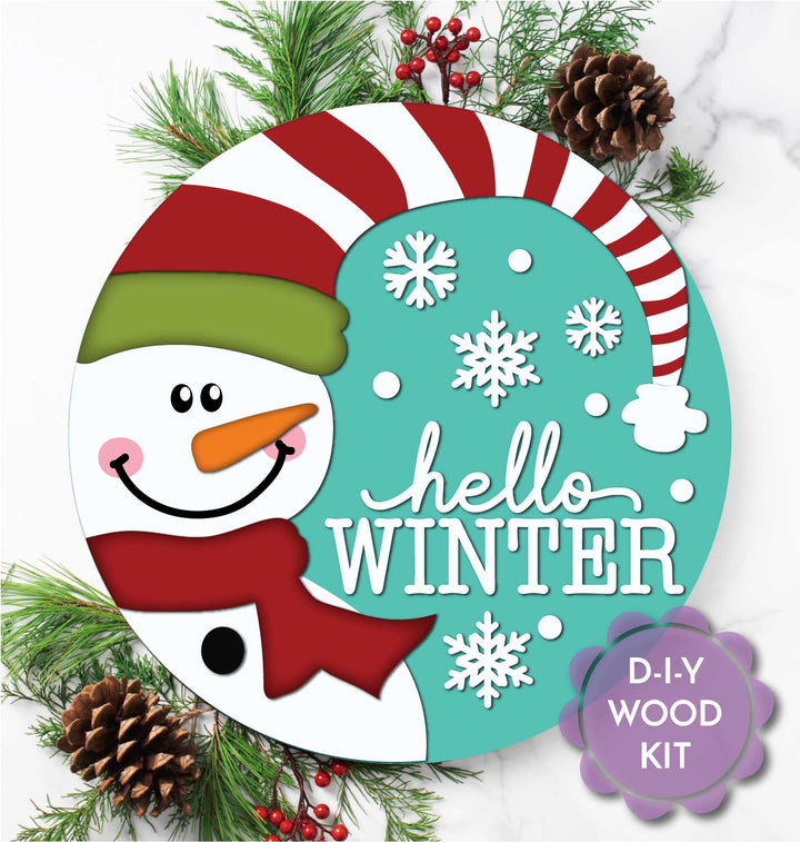 WallCutz  WOOD KIT / Hello Winter Snowman Wood Kit