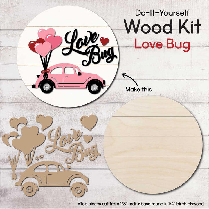 WallCutz  WOOD KIT  / Love Bug Valentine Volkswagon Wood Kit