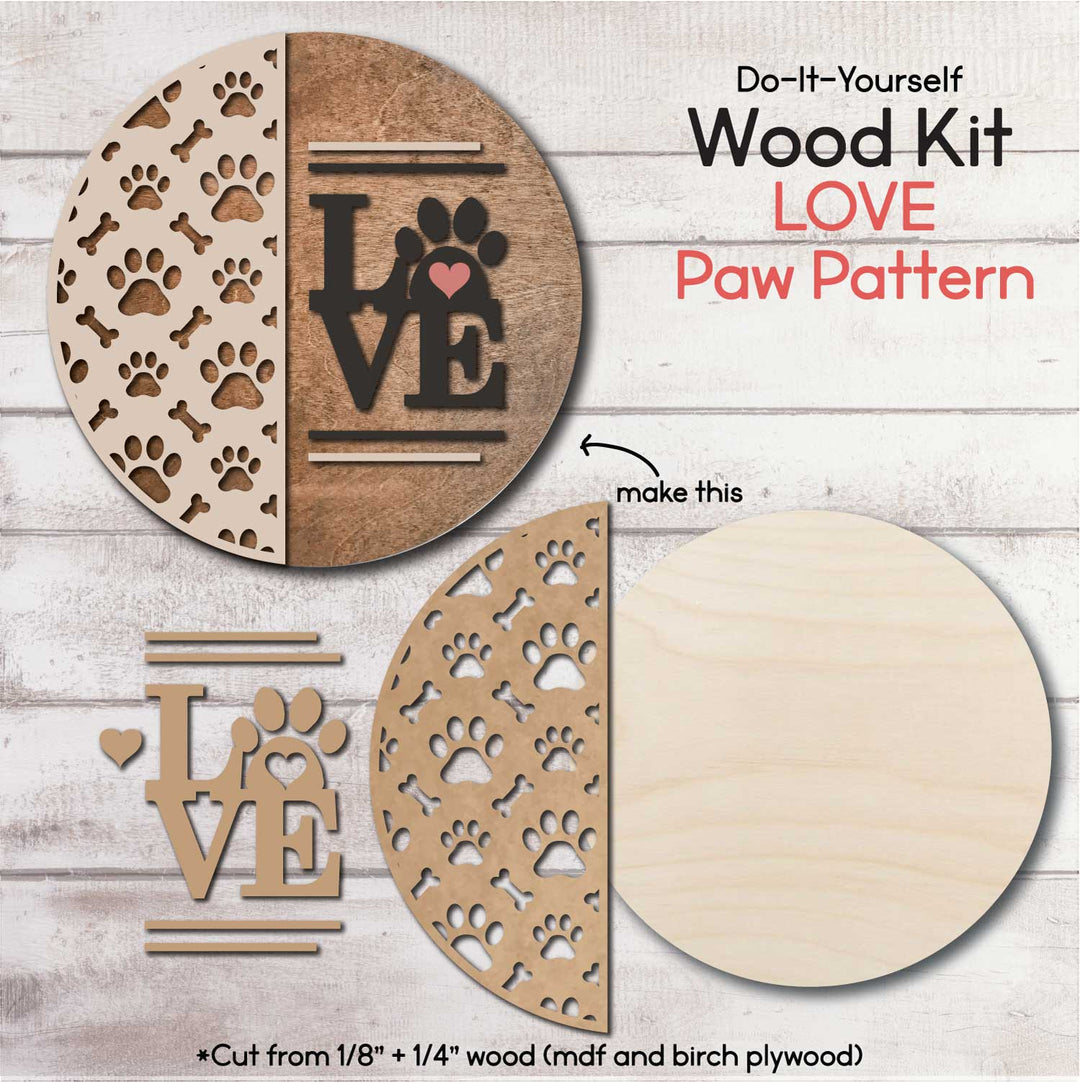 WallCutz  WOOD KIT / LOVE Paw Print Pattern Wood Kit