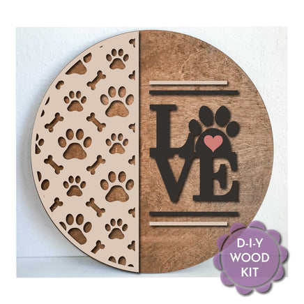 WallCutz  WOOD KIT / LOVE Paw Print Pattern Wood Kit