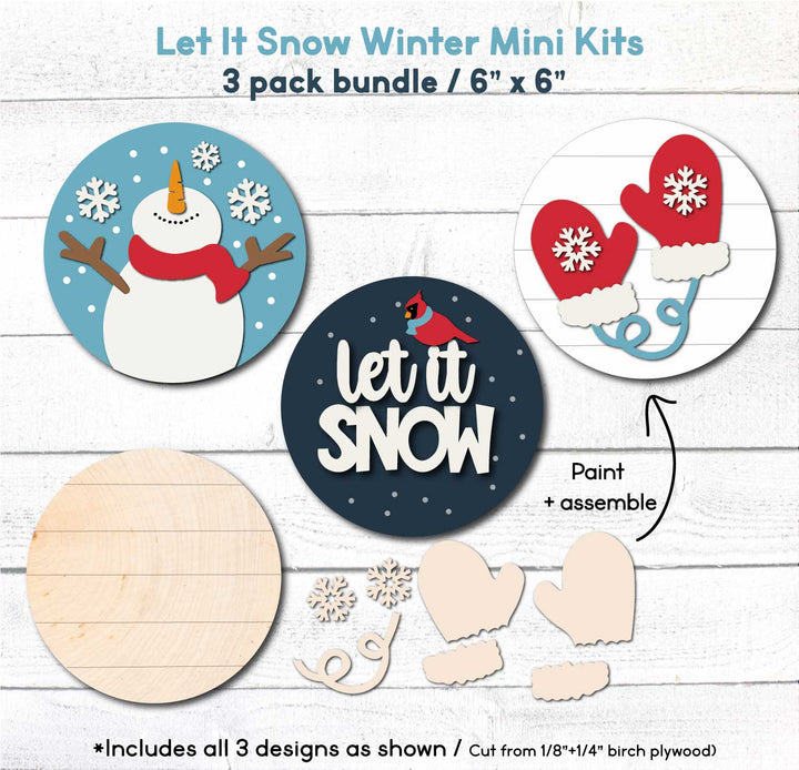 WallCutz  WOOD KIT MINIS / Let It Snow Winter Rounds Wood Kit