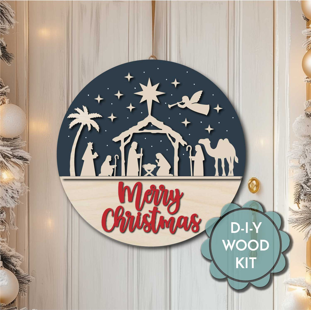 WallCutz  WOOD KIT / Nativity Scene Merry Christmas Wood Kit