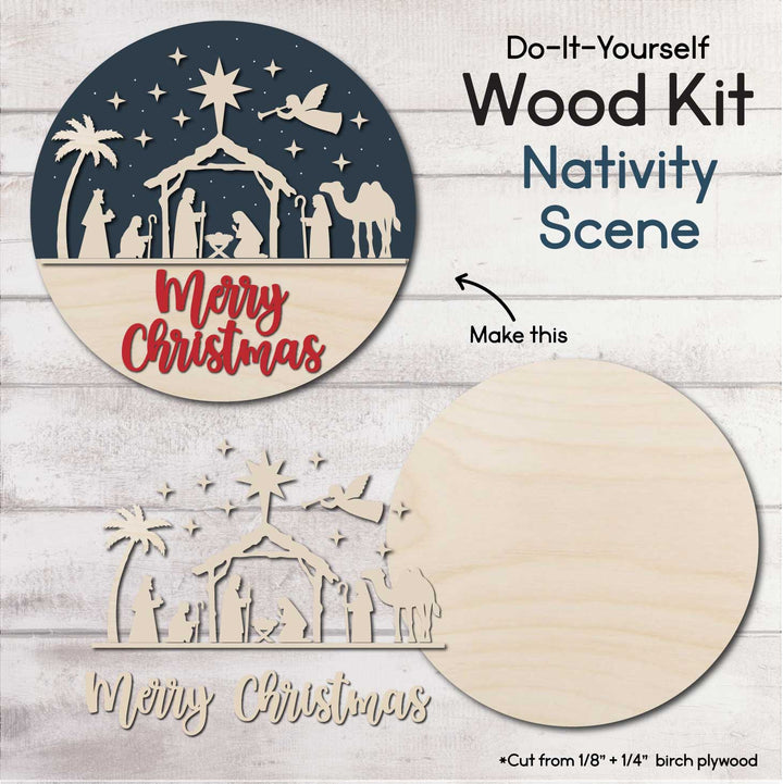 WallCutz  WOOD KIT / Nativity Scene Merry Christmas Wood Kit