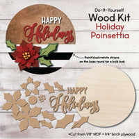 WallCutz  WOOD KIT / Poinsettia Happy Holidays Wood Kit