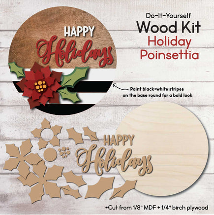 WallCutz  WOOD KIT / Poinsettia Happy Holidays Wood Kit