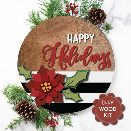 WallCutz  WOOD KIT / Poinsettia Happy Holidays Wood Kit