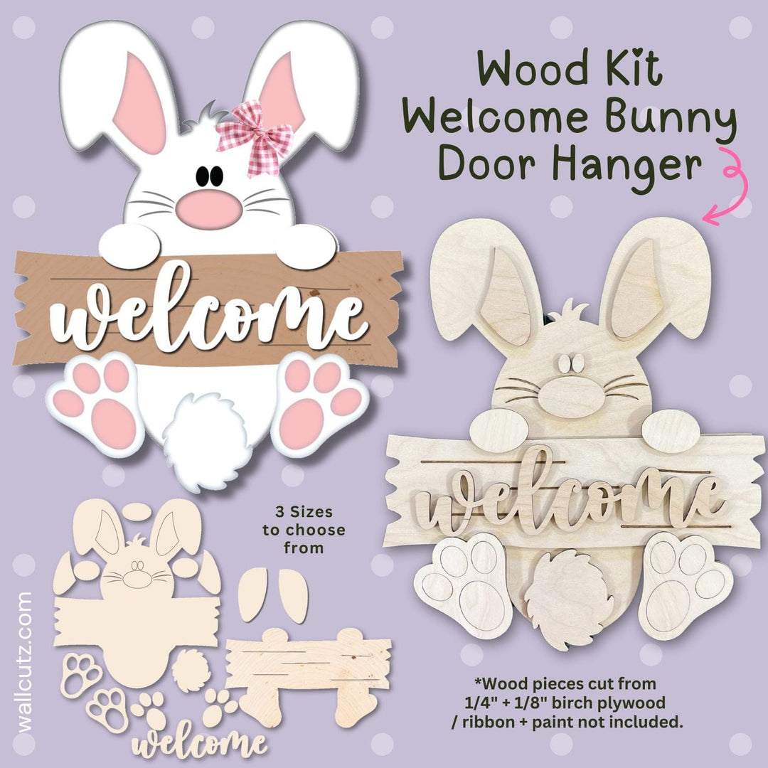 WallCutz  Wood Kit / Spring Bunny Welcome Sign / Door Hanger Kit Wood Kit