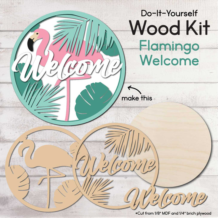 WallCutz  WOOD KIT  / Welcome Flamingo Wood Kit