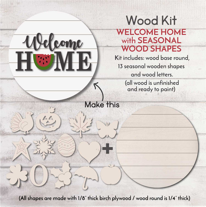 WallCutz  WOOD KIT / Welcome Home w/Seasonal Shapes Wood Kit