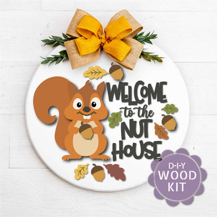 WallCutz  WOOD KIT / Welcome to the Nuthouse Squirrel Wood Kit